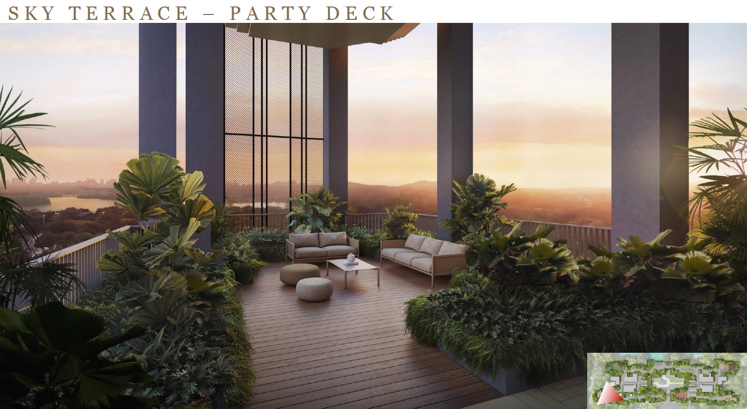 Lentoria Sky Terrace Party Deck at sunset